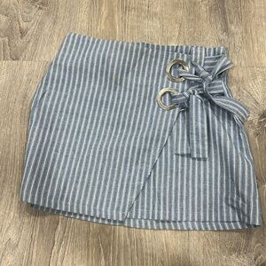 Mint Vanilla cotton striped chambry  skirt